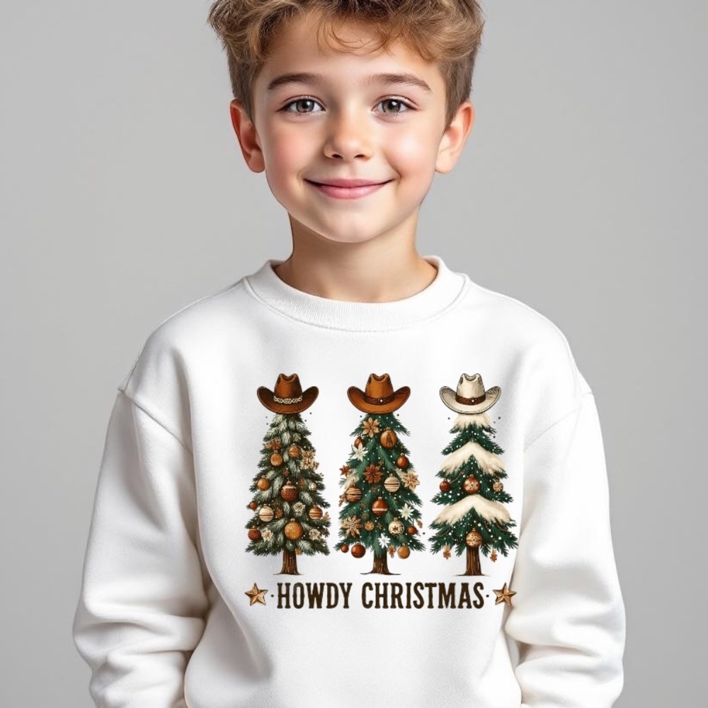 Christmas Tree T-shirt  Boy or Girl 2 3 4 5 6 7 8 10 S-XL Western Tees Howdy